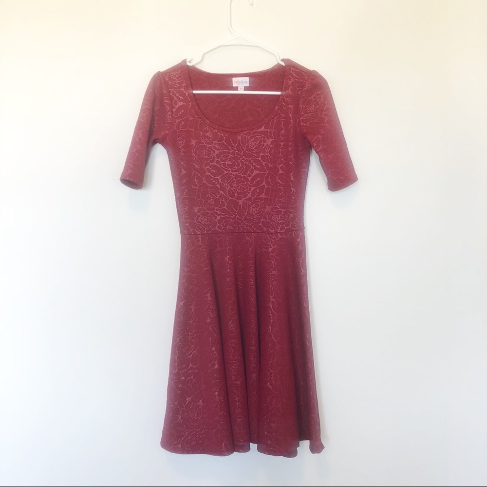 Lularoe Nicole red floral dress size XS